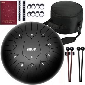 Steel Tongue Drum Percussion Instrument 11 Notes 10 inches Black