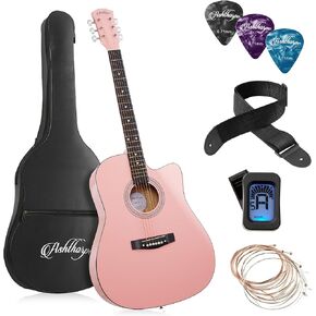 Ashthorpe 41-inch Beginner Cutaway Acoustic Guitar Package (Mint Green), Full Size Basic Starter Kit w/Gig Bag, Strings, Strap, Tuner, Picks