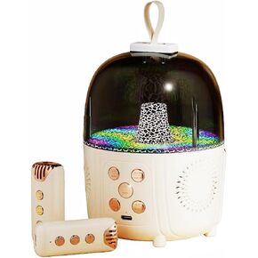 Kids Bluetooth Karaoke Machine with 2 Wireless Microphones, Portable Karaoke Speaker Music Player with LED Light for Kids and Adult Party Gift (Pink) in Kuwait