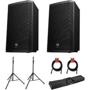 Electro-Voice ZLX-15BT 15" 2-Way 1000W Bluetooth Powered Loudspeaker (Pair) with 2X Steel Speaker Stand, Stand Bag 51"& 2X XLR Cable Bundle in Kuwait