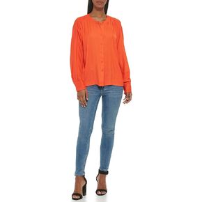 Calvin Klein Women's Blouse Wide Cuff Sherred Front