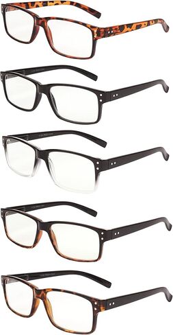 مجموعة من 5 نظارات قراءة كلاسيكية زرقاء اللون لحجب الضوء، قارئات بمفصلات زنبركية للنساء والرجال in Kuwait