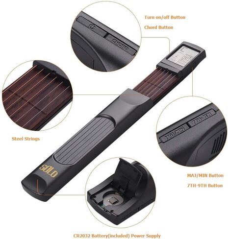 أداة تدريب وتر الجيتار للجيب، رقبة جيتار محمولة للمبتدئين المدربين مع شاشة مخطط أوتار قابلة للدوران (البطارية متضمنة) in Kuwait