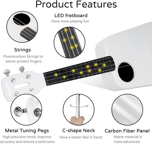 القيثارة للحفلات الموسيقية للمبتدئين مقاس 23 بوصة القيثارة الذكية مع إرشادات التمارين التفاعلية المرئية الذكية، والدروس عبر الإنترنت، و72 مصباح LED، والقيثارة الاحترافية للضبط التلقائي in Kuwait