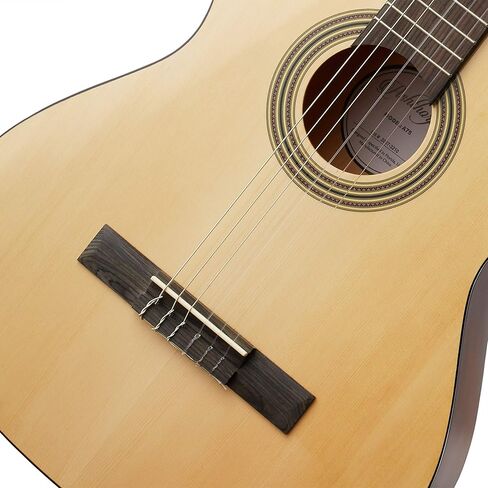 اشثورب جيتار صوتي كلاسيكي كامل الحجم 39 انش، خشب تونوود فاخر مع لمسة نهائية طبيعية كلاسيكية، اوتار نايلون، حقيبة جيغ، حزام، ريشة in Kuwait