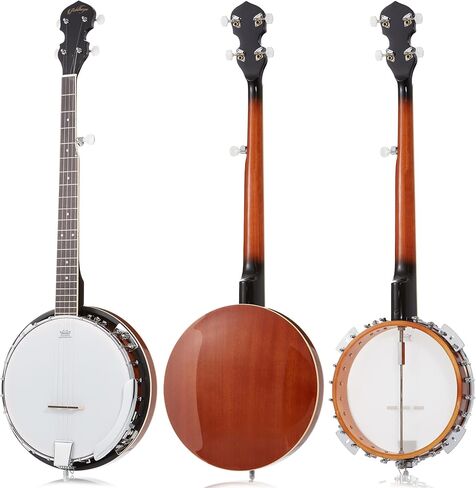 Ashthorpe 5-String Banjo, Left Handed - Full Size with 24 Brackets, Closed Back, Mahogany Resonator, and Geared 5th Tuner in Kuwait