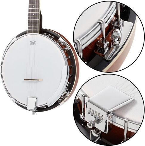 Ashthorpe 5-String Banjo, Left Handed - Full Size with 24 Brackets, Closed Back, Mahogany Resonator, and Geared 5th Tuner in Kuwait
