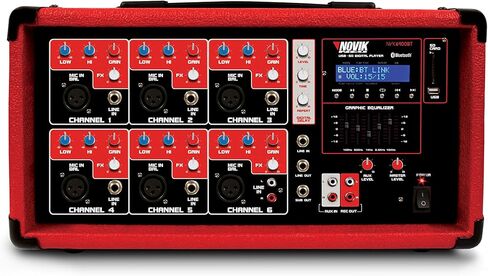 خلاط نوفيك نيو NVK 6400-BT | خلاط يعمل بالبلوتوث ومشغل MP3 مزود بـ 6 قنوات مع فتحة USB وSD وجهاز تحكم عن بعد in Saudi Arabia