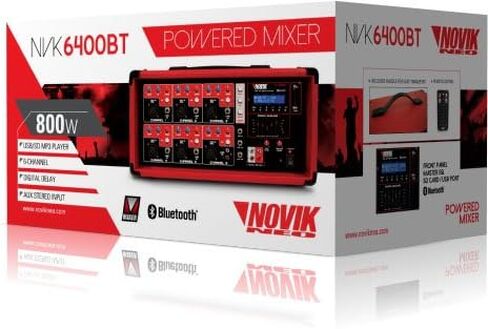 خلاط نوفيك نيو NVK 6400-BT | خلاط يعمل بالبلوتوث ومشغل MP3 مزود بـ 6 قنوات مع فتحة USB وSD وجهاز تحكم عن بعد in Saudi Arabia