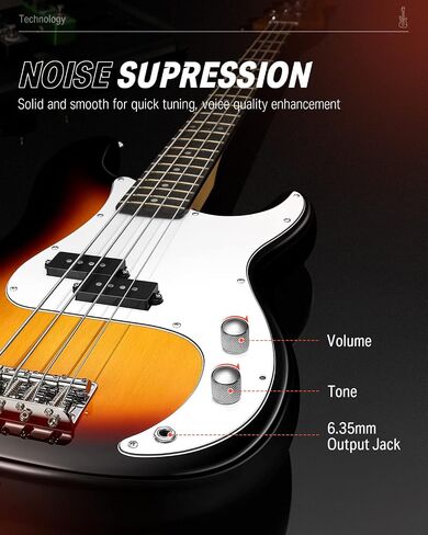 Donner Electric Bass Guitar 4 Strings Full-Size Standard Bass PB-Style Beginner Kit Black for Starter with Free Online Lesson Gig Bag Guitar Strap and Guitar Cable, DPB-510D in Saudi Arabia