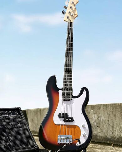 Donner Electric Bass Guitar 4 Strings Full-Size Standard Bass PB-Style Beginner Kit Black for Starter with Free Online Lesson Gig Bag Guitar Strap and Guitar Cable, DPB-510D in Saudi Arabia