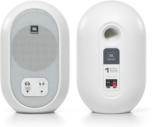 شاشات JBL Professional 1 Series 104-BT المدمجة لسطح المكتب مع بلوتوث، أبيض، تباع كزوج، مكبر صوت 4.5 بوصة in Saudi Arabia
