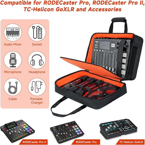 LEFOR·Z Audio Mixer Travel Case Compatible with RODECaster Pro,RODECaster Pro II,TC-Helicon GoXLR,Podcast Mixer Case Protective DJ Mixer Storage Bag for Microphones and More Podcast Equipment in Kuwait