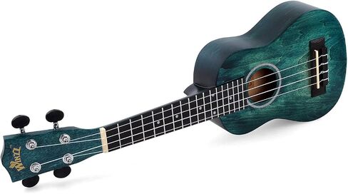 WINZZ HAND RUBBED Series - 21 Inches Soprano Ukulele Vintage Hawaiian Uke with Online Lessons, Bag, Tuner, Strap, Extra Strings, Fingerboard Sticker, Black in Kuwait