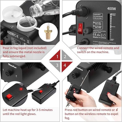 Theefun Fog Machine - 2000CFM Smoke Machine with Wired and Wirelss Remote Control - 400W Halloween Fog Machine with Handle for Christmas Wedding Party and Stage Effect(Size 9.06x4.33x4.53inch) in Kuwait
