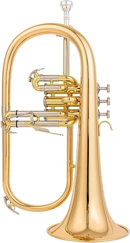 AUROSUS Flugelhorns SFH501G مع حافظة صلبة وقطعة الفم، مشغل الصمام الثالث، جرس وتركيبات من النحاس الذهبي، مع حافظة in Kuwait