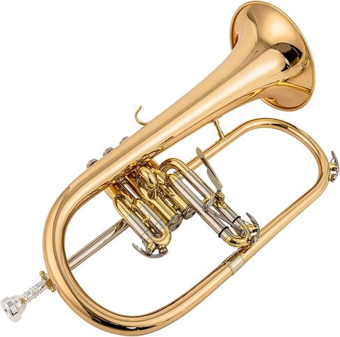 AUROSUS Flugelhorns SFH501G مع حافظة صلبة وقطعة الفم، مشغل الصمام الثالث، جرس وتركيبات من النحاس الذهبي، مع حافظة in Kuwait