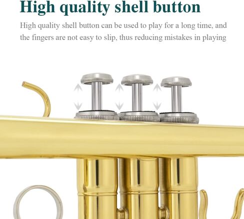 أداة بوق Bb من JUUXAAN نحاسية قياسية مع حافظة صلبة، حامل بوق خمس أرجل، قفازات، فتحة فم 7C وزيت صمام للمبتدئين (فضي) in Kuwait