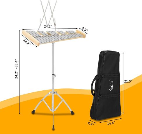 GLARRY 32 ملاحظة قرع Glockenspiel Bell Kit مجموعة أدوات إكسيليفون مع وسادة تدريب 8 بوصات، حامل الموسيقى، المطارق، عصي الطبل وحقيبة حمل in Kuwait