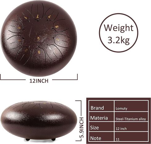 طبلة لسان فولاذية من LOMUTY - 8 ملاحظات مقاس 6 بوصات - أداة قرع - طبلة يدوية مع حقيبة، كتاب موسيقى، مطارق، مختارات أصابع (6 بوصات، كحلي) in Kuwait