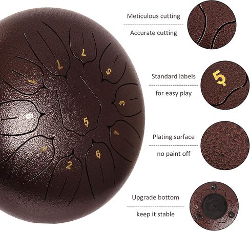 طبلة لسان فولاذية من LOMUTY - 8 ملاحظات مقاس 6 بوصات - أداة قرع - طبلة يدوية مع حقيبة، كتاب موسيقى، مطارق، مختارات أصابع (6 بوصات، كحلي) in Kuwait