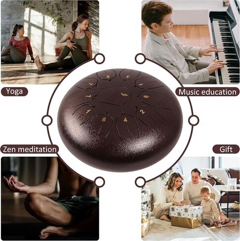 طبلة لسان فولاذية من LOMUTY - 8 ملاحظات مقاس 6 بوصات - أداة قرع - طبلة يدوية مع حقيبة، كتاب موسيقى، مطارق، مختارات أصابع (6 بوصات، كحلي) in Kuwait