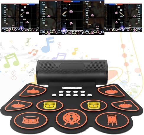 مجموعة طبول إلكترونية مكونة من 9 وسادات، وسادة قابلة للطي مع مقبس سماعة الرأس ومكبر صوت مدمج، وسادة تدريب الطبل لمدة 10 ساعات من اللعب، هدية رائعة لعطلة عيد الميلاد وعيد الميلاد للأطفال البالغين in Kuwait