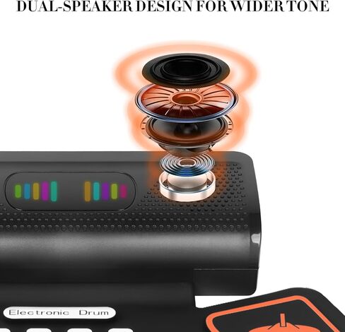 مجموعة طبول إلكترونية مكونة من 9 وسادات، وسادة قابلة للطي مع مقبس سماعة الرأس ومكبر صوت مدمج، وسادة تدريب الطبل لمدة 10 ساعات من اللعب، هدية رائعة لعطلة عيد الميلاد وعيد الميلاد للأطفال البالغين in Kuwait