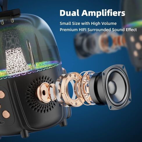 Kids Bluetooth Karaoke Machine with 2 Wireless Microphones, Portable Karaoke Speaker Music Player with LED Light for Kids and Adult Party Gift (Pink) in Kuwait