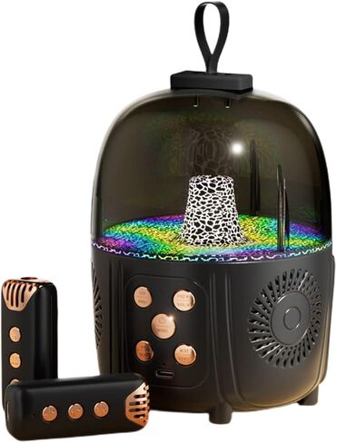 Kids Bluetooth Karaoke Machine with 2 Wireless Microphones, Portable Karaoke Speaker Music Player with LED Light for Kids and Adult Party Gift (Pink) in Kuwait