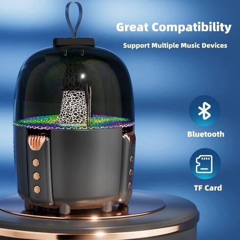 Kids Bluetooth Karaoke Machine with 2 Wireless Microphones, Portable Karaoke Speaker Music Player with LED Light for Kids and Adult Party Gift (Pink) in Kuwait