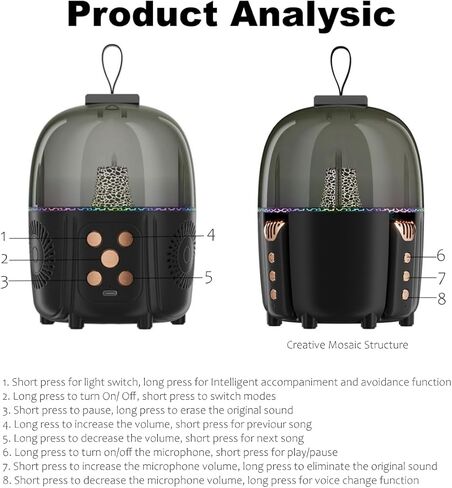 Kids Bluetooth Karaoke Machine with 2 Wireless Microphones, Portable Karaoke Speaker Music Player with LED Light for Kids and Adult Party Gift (Pink) in Kuwait