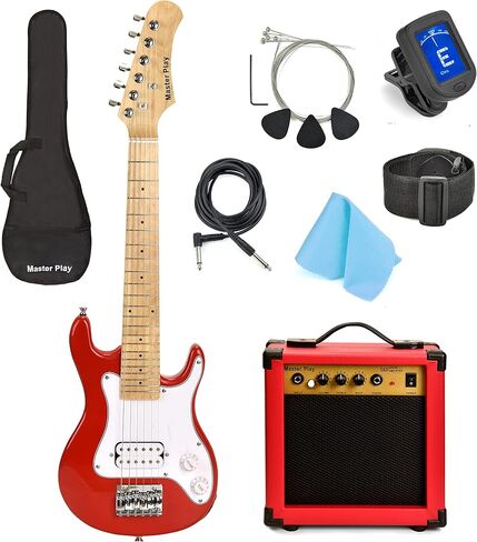 Master Play 30 Inch Electric Guitar, For Kids/beginner With Complete Starter Kit, 20 Watt Amp, 6 Extra String, Picks, Gig Bag, Shoulder Strap, Digital tuner, Cable, Wash Cloth in Saudi Arabia