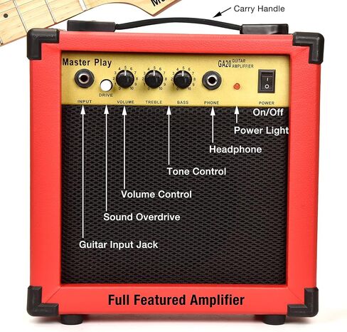 Master Play 30 Inch Electric Guitar, For Kids/beginner With Complete Starter Kit, 20 Watt Amp, 6 Extra String, Picks, Gig Bag, Shoulder Strap, Digital tuner, Cable, Wash Cloth in Saudi Arabia