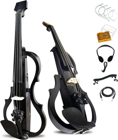 كمان كهربائي فاخر من ألياف الكربون بالحجم الكامل 4/4، كمان كهربائي صامت احترافي للبالغين والمراهقين، كمان كهربائي مع التقاط احترافي-ZNDS-2301 in Kuwait
