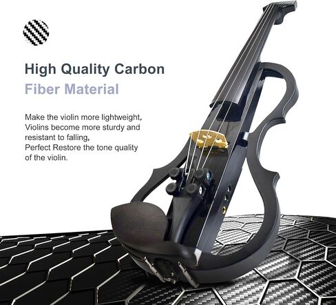 كمان كهربائي فاخر من ألياف الكربون بالحجم الكامل 4/4، كمان كهربائي صامت احترافي للبالغين والمراهقين، كمان كهربائي مع التقاط احترافي-ZNDS-2301 in Kuwait
