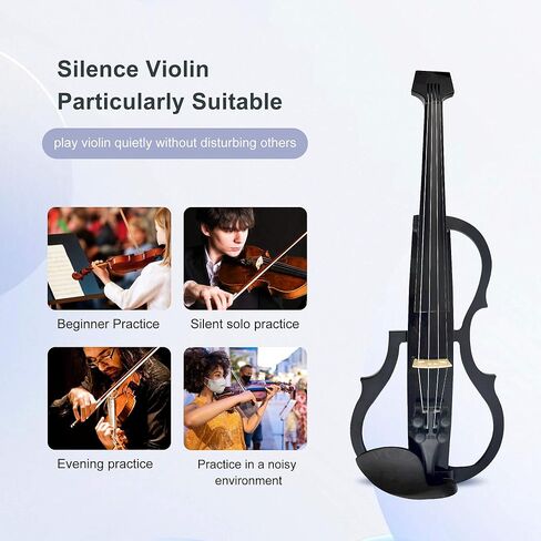 كمان كهربائي فاخر من ألياف الكربون بالحجم الكامل 4/4، كمان كهربائي صامت احترافي للبالغين والمراهقين، كمان كهربائي مع التقاط احترافي-ZNDS-2301 in Kuwait