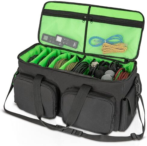 SAVIOUR DJ Cable File Bag, Detachable Padded Bottom and Adjustable Dividers, Stores Music, Audio, and Visual Cabling, Portable Travel Storage and Studio Organization (Blue) in Saudi Arabia