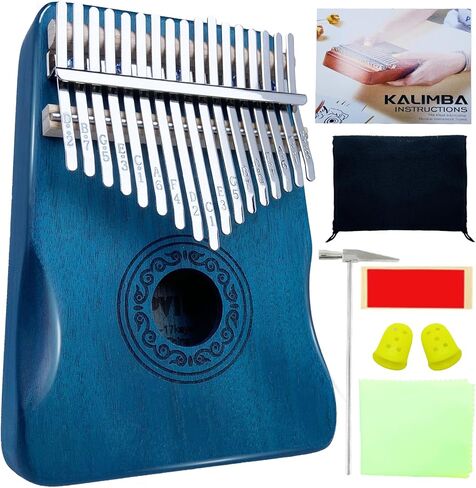 YEPVIE Kalimba 17 Key، بيانو Kalimba الإبهام الاحترافي مع أدوات التعلم، بيانو الإصبع الفريد من نوعه Kalimba Musical Instruments هدية رائعة للأطفال والكبار (بني) in Kuwait