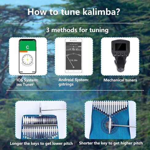 YEPVIE Kalimba 17 Key، بيانو Kalimba الإبهام الاحترافي مع أدوات التعلم، بيانو الإصبع الفريد من نوعه Kalimba Musical Instruments هدية رائعة للأطفال والكبار (بني) in Kuwait