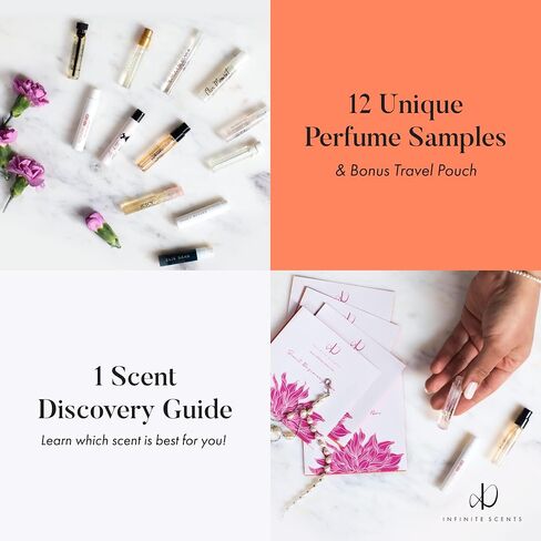 مجموعة عينات عطور Infinite Scents للنساء: 12 عطرًا فاخرًا + دليل روائح الخبراء + حقيبة هدايا مخملية فاخرة للصديقة والزوجة والأم in Saudi Arabia