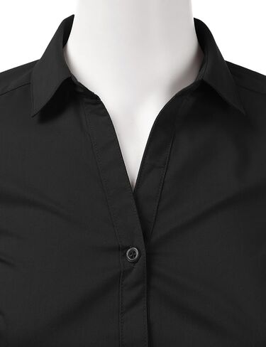 DOUBLJU Basic Slim Fit Long Sleeve Button Down Collared Shirts for Women with Plus Size in Saudi Arabia