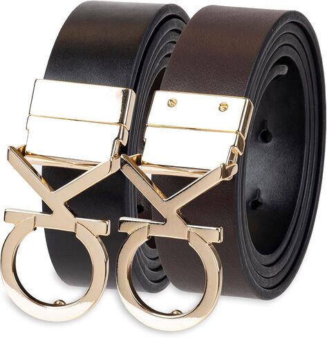 Calvin Klein Women's Two-in-one Reversible Ck Monogram Plaque Buckle in Kuwait