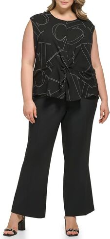 Calvin Klein Women's Plus Size Printed Flowy Knot Detailing Poly Chiffon Sleeveless in Saudi Arabia