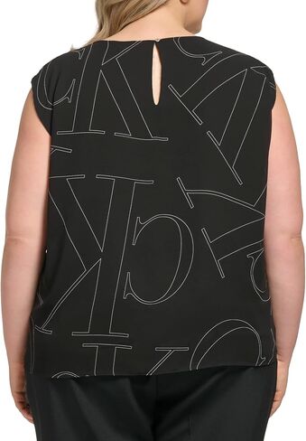 Calvin Klein Women's Plus Size Printed Flowy Knot Detailing Poly Chiffon Sleeveless in Saudi Arabia