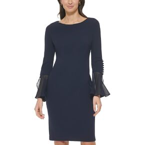 Calvin Klein Chiffon Bell Sleeve Sheath Dress in Saudi Arabia