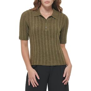 Calvin Klein Women's Polo Nylon Acrylic Short Sleeve Sweater