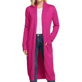 GRACE KARIN Essential Solid Open Front Maxi Long Knitted Cardigan Sweater for Women