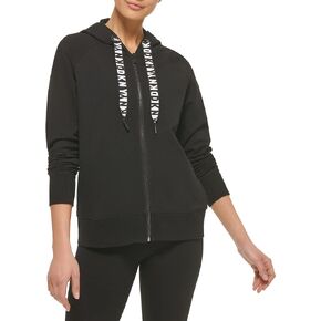 DKNY Women's Logo Drawstring Zip Up Hoodie