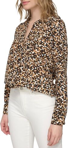 Calvin Klein Women's Printed Roll Tab Sleeve Crew Neck in Saudi Arabia